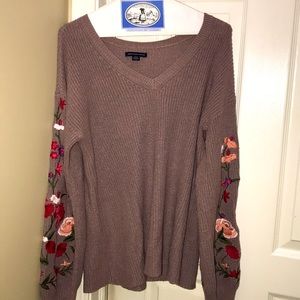 American Eagle sweater with embroidered flowers